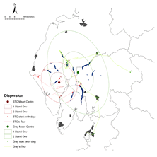 Comparative Mean Centres Map